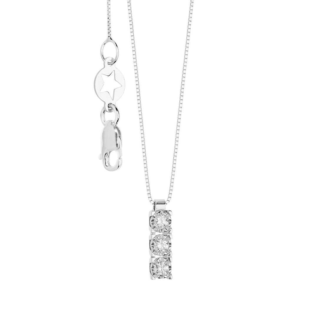 Comete-trilogieketting in goud en witte diamanten GLB1632