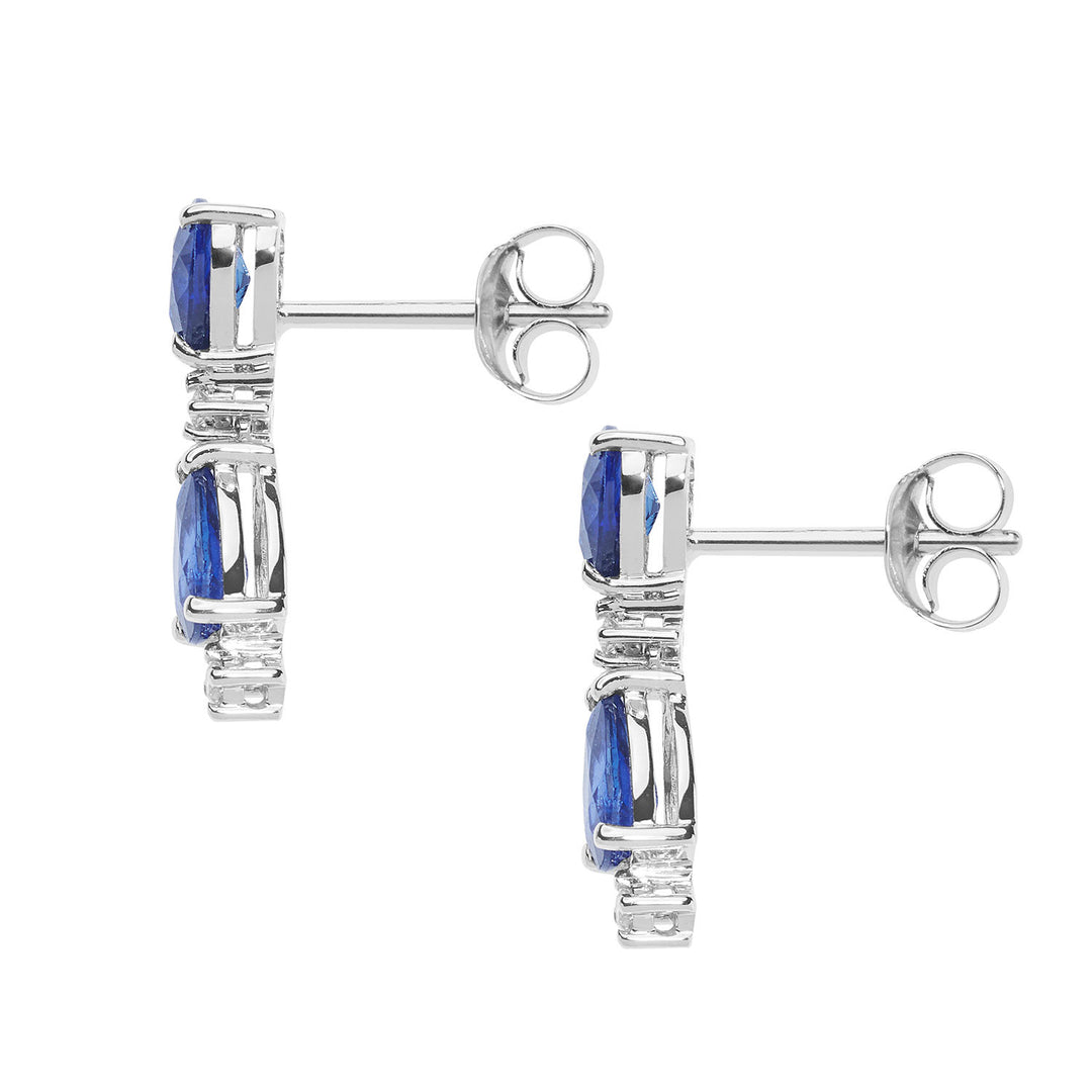 Halber Ohrring Comete aus Weißgold mit Diamanten und blauen Saphiren ORB10601/2