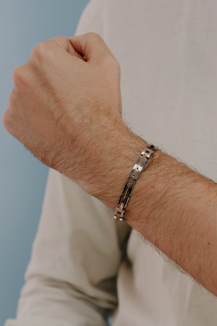 Comete-armband van roze PVD-staal en zirkonen UBR1038