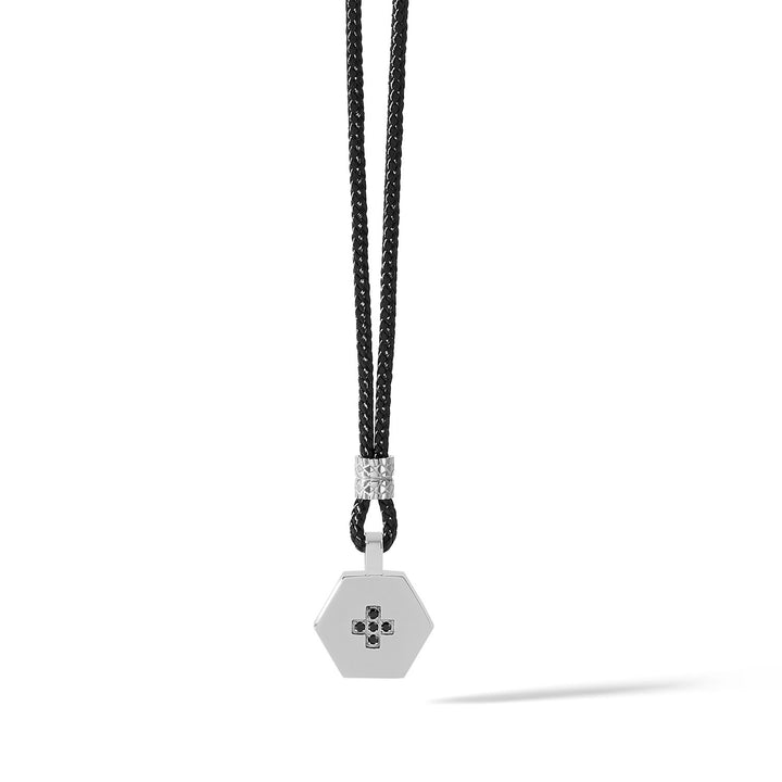 Comete Zeshoekige choker van staal en zwart koord UGL617