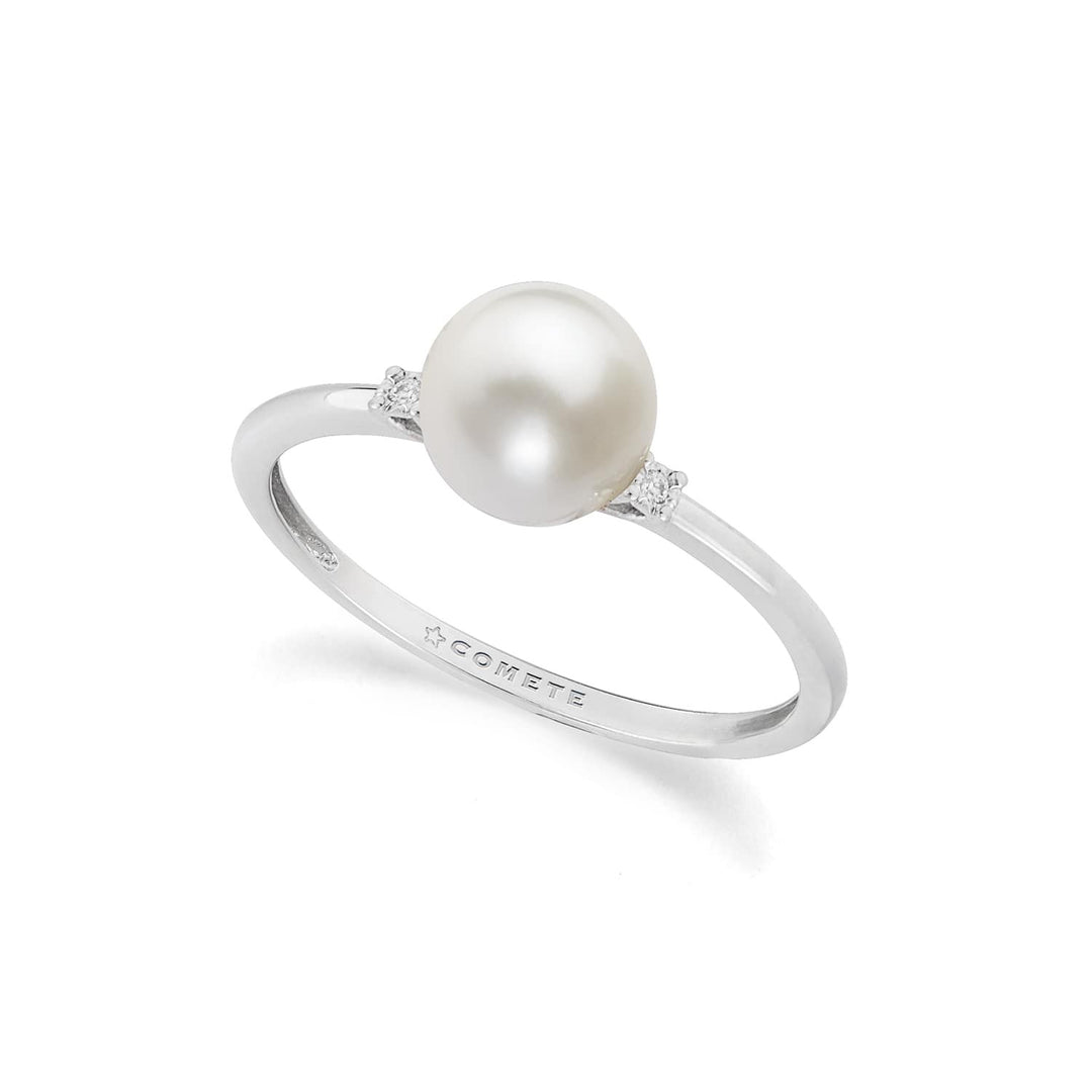 Comete-Ring aus 750‰ Weißgold, Diamanten und Zuchtperle ANP415