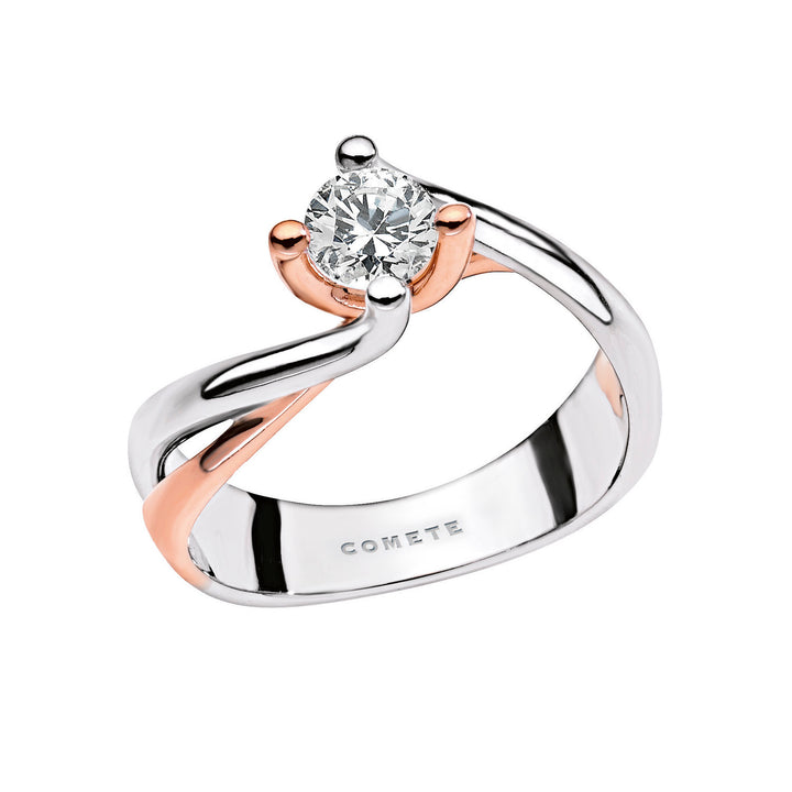 Comete tweekleurige solitaire in goud en diamant ANB2371