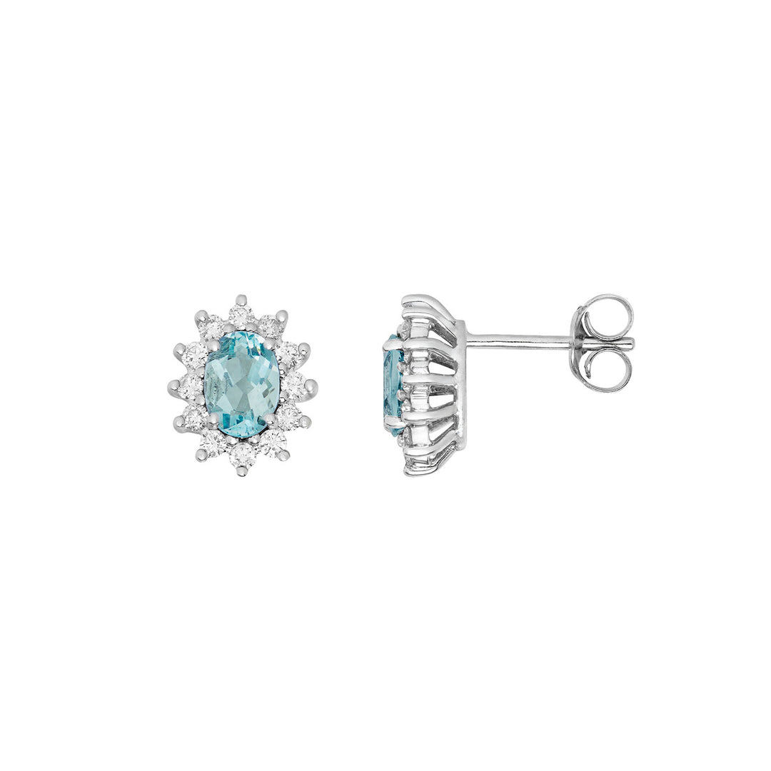 Comete-Ohrringe aus Weißgold mit Diamanten und ovalem Aquamarin ORQ281