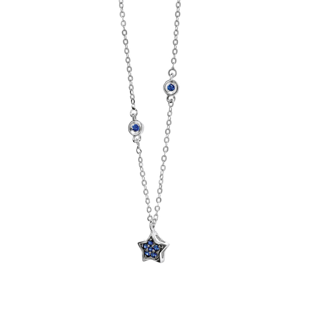 Comete ketting in wit goud met blauwe spinellen en saffier GLB889