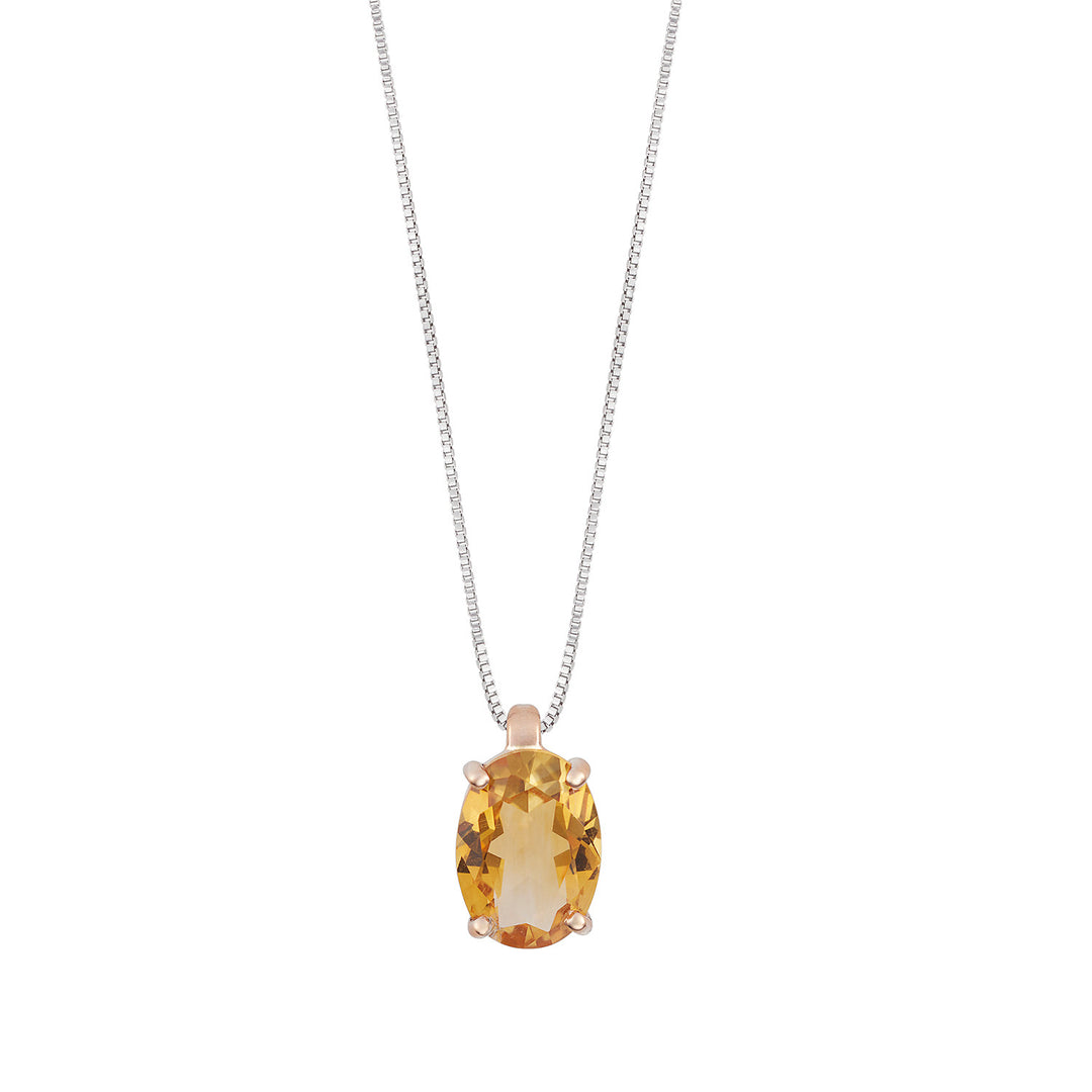 Comete-Halskette aus 750‰ Roségold und ovalem Citrin GLB1669