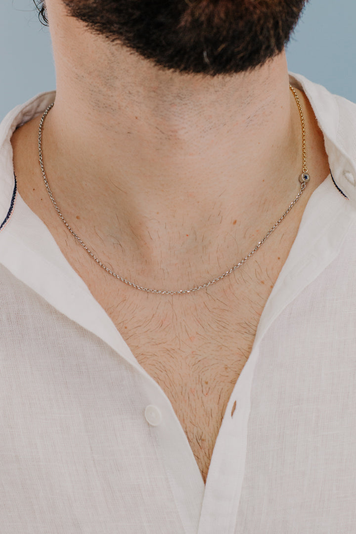 Comete ketting in dubbel, wit en geel zilver UGL712