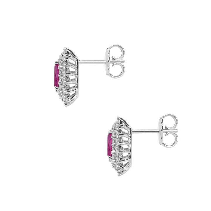 Comete-Goldohrringe mit Diamanten und achteckigen Rubinen ORB1059