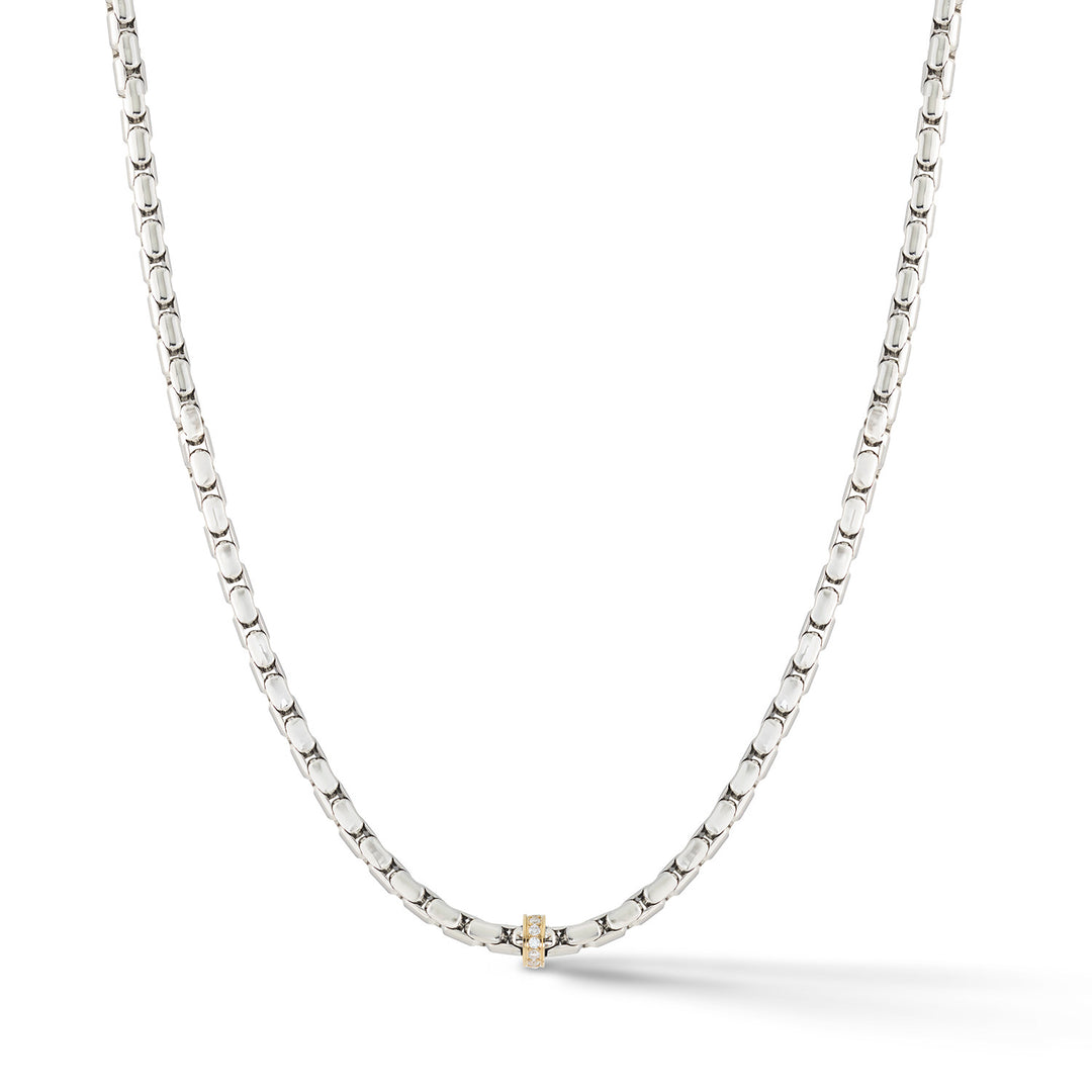 Collier Comete Acier avec PVD jaune et zircons blancs UGL786