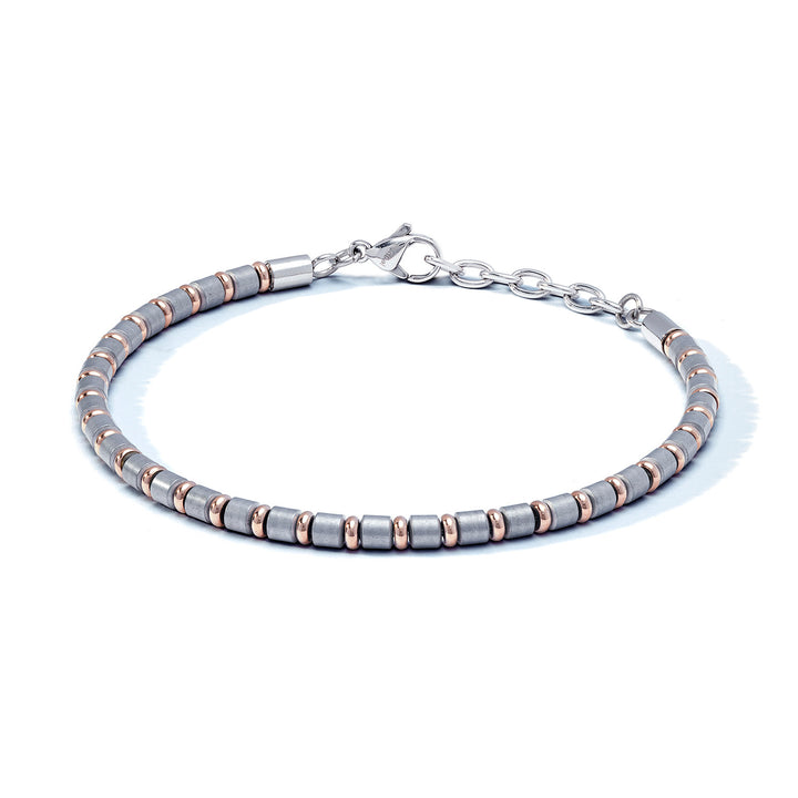 Comete armband in staal, roze en grijs PVD met hematiet UBR1145