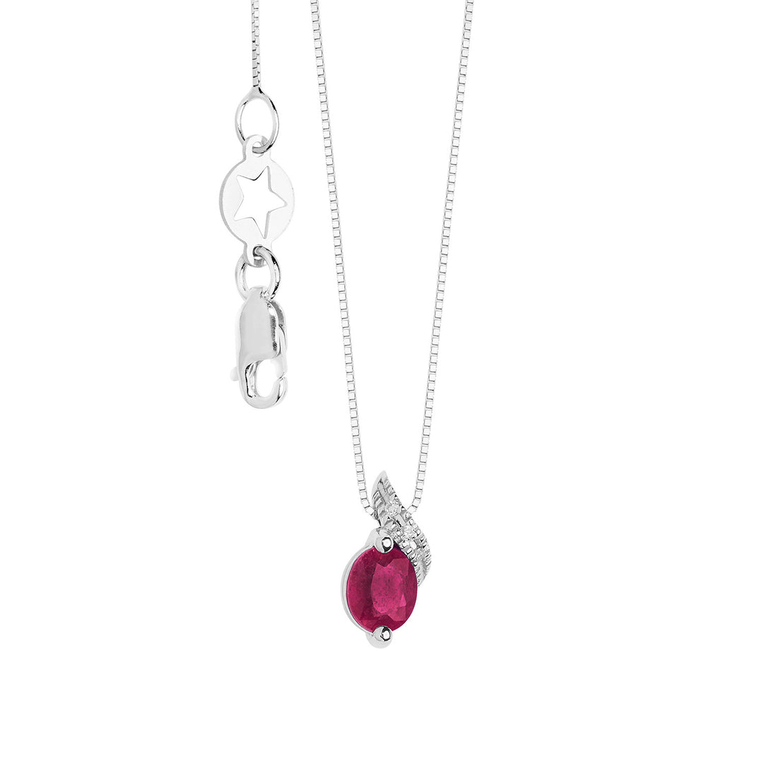 Comete-Halskette mit Rubin und Diamanten in Weißgold GLB1636