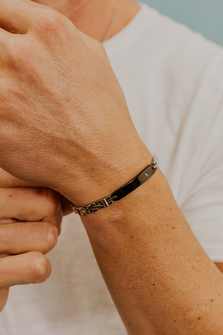 Comete Stalen armband met zwarte PVD en witte zirkoon UBR1205