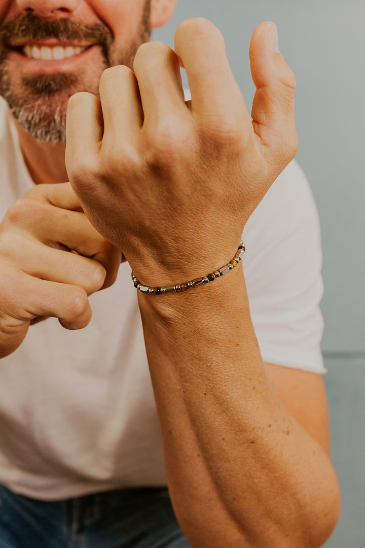 Comete stalen en tijgeroog armband UBR1194