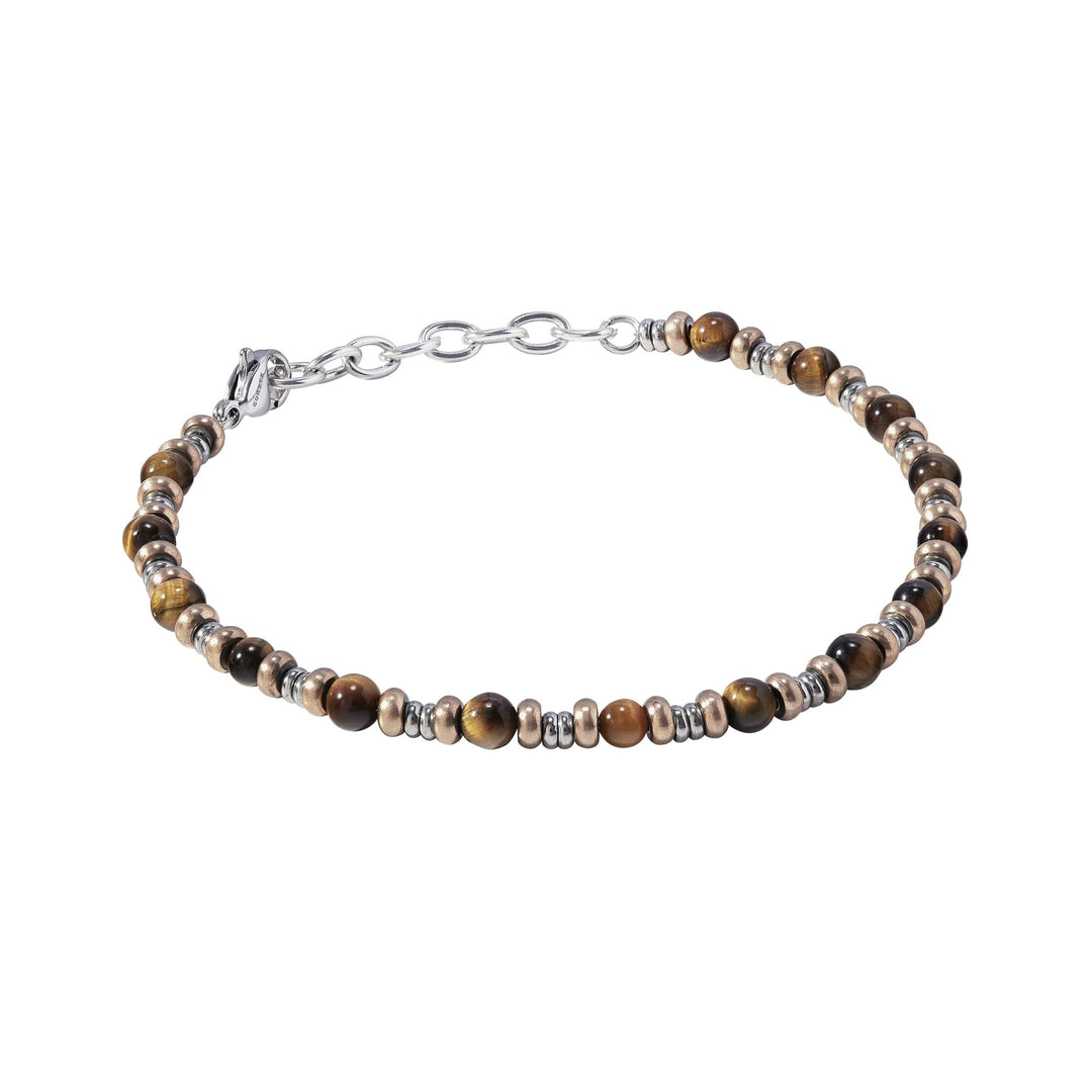 Bracelet Comète en Acier, PVD rosé et Oeil de Tigre UBR1136