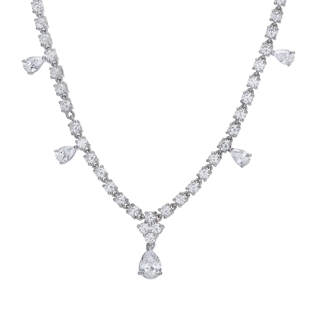 Comete-ketting van 925‰ zilver en witte druppelvormige zirkonen GLA267