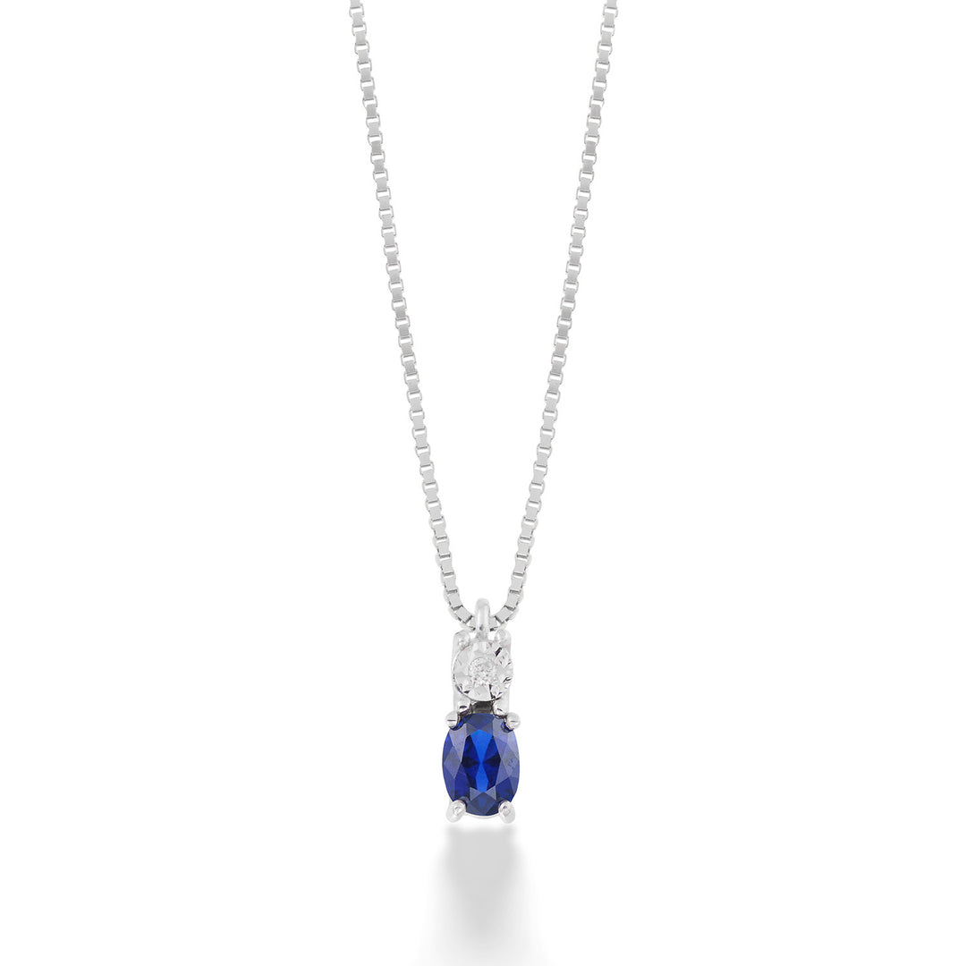 Collier Comete en Or, Diamants et Saphir Bleu Recristallisé KGLB1420