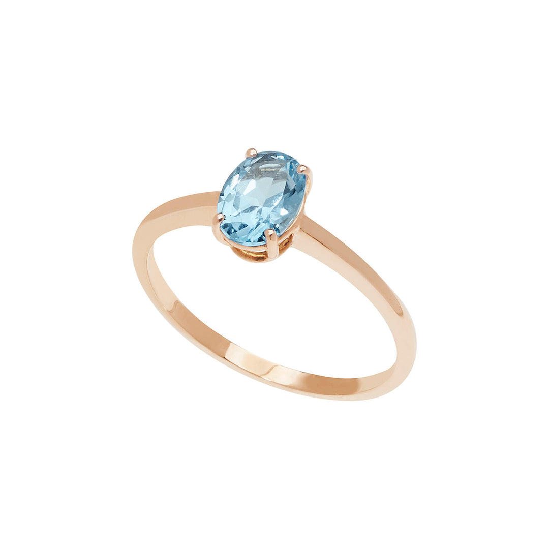 Comete Roségoldring mit ovalem Blautopas ANB2679
