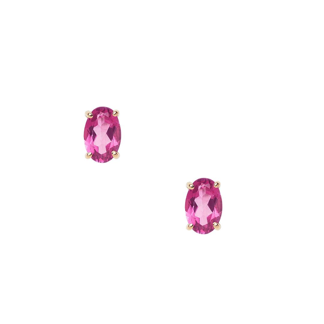 Comete-Ohrringe aus Roségold mit ovalem rosa Topas ORB 1094