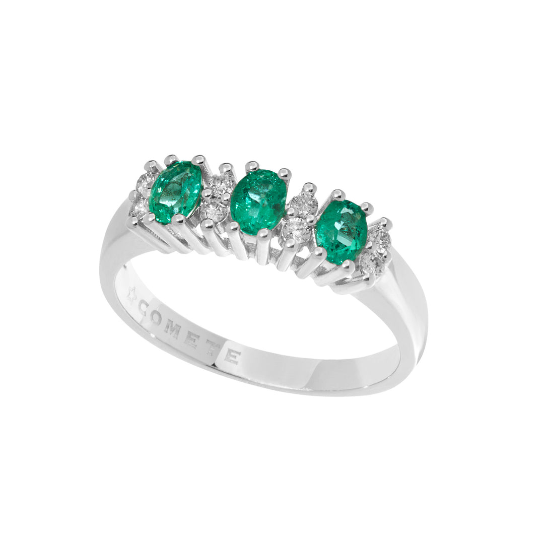 Comete-Ring aus Weißgold mit Diamanten und ovalen Smaragden ANB2561S3
