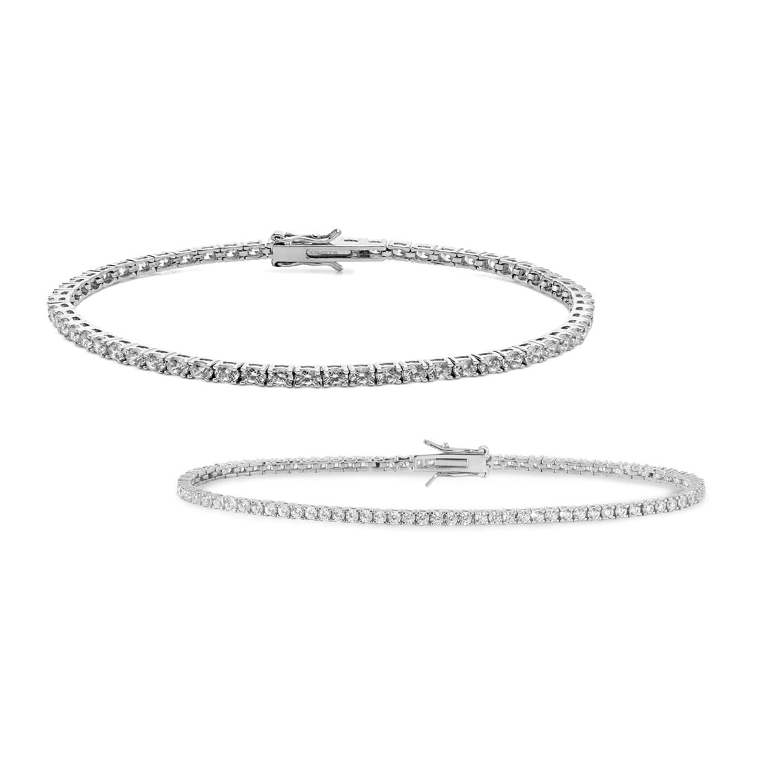 Comete Tennis heren en dames in 925‰ zilveren en witte zirkonen KIT175M16987M19