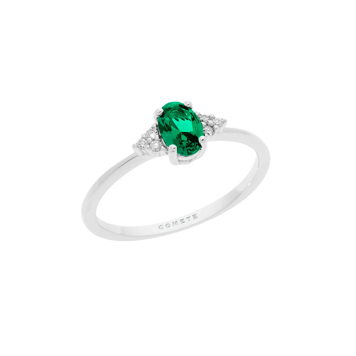 Comete-Ring aus Gold, Diamanten und ovalem Smaragd ANB2654