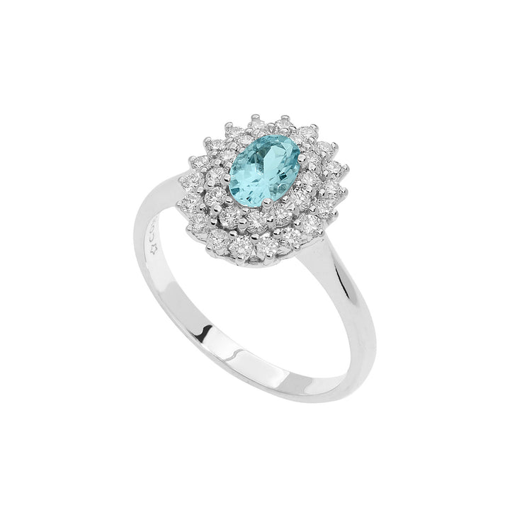Comete Gouden Ring Diamanten Aquamarijn ovaal ANQ323