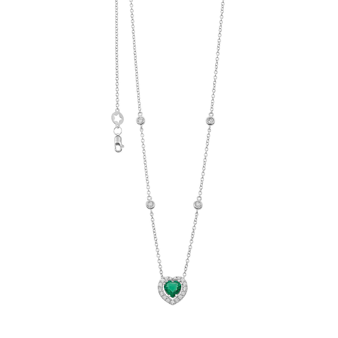 Collier Comete en Or 750‰ avec Émeraude Forme Coeur et Diamants GLB1718