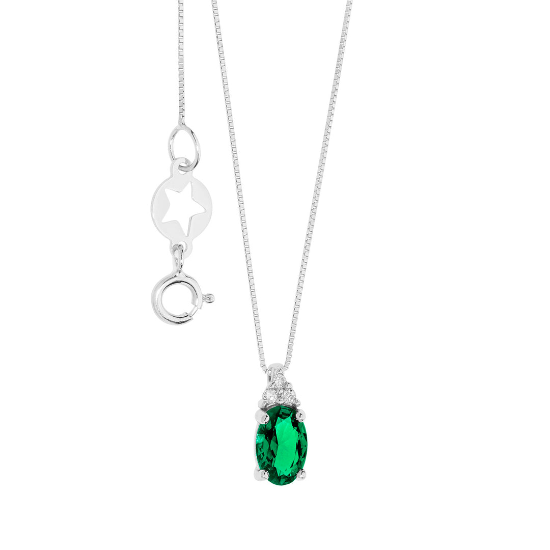 Comete ketting in goud, diamanten en ovale smaragd GLB1617