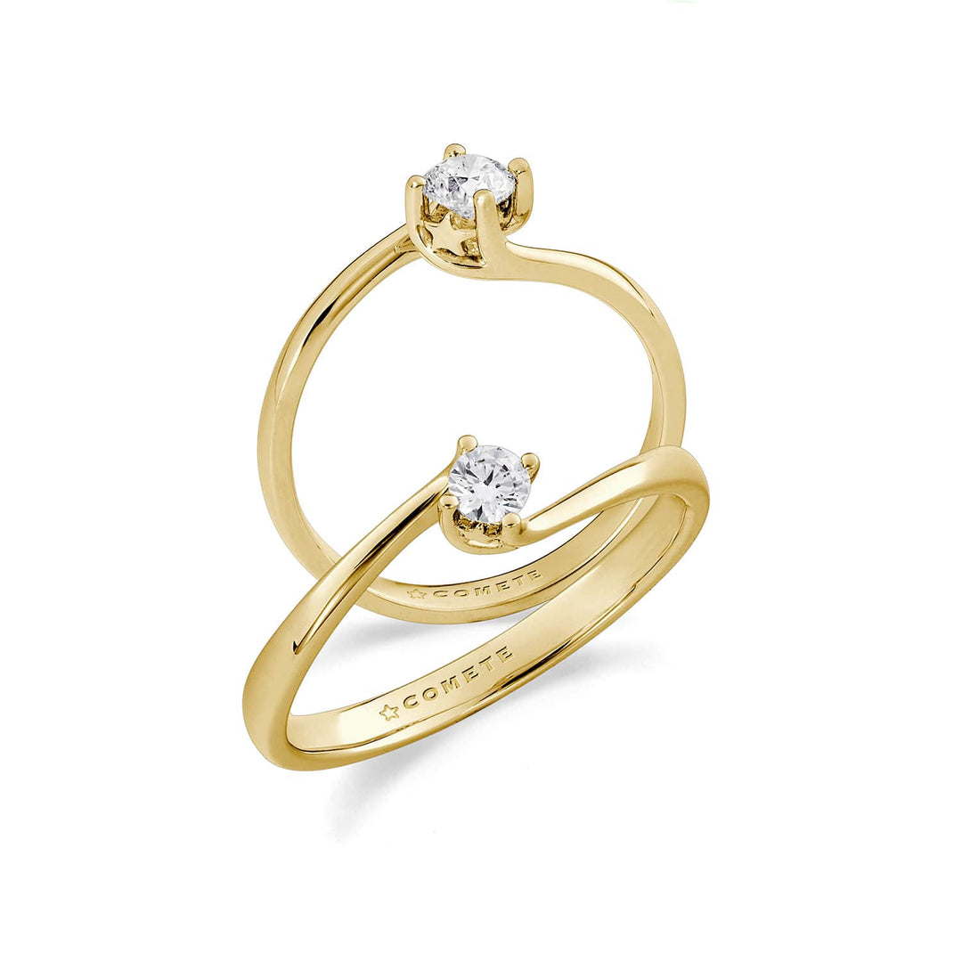 Bague Comète en or jaune 750‰ avec diamant blanc ANB2714G