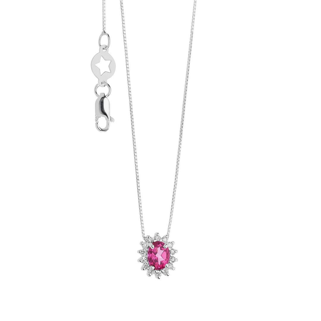 Comete-Halskette aus Gold, Diamanten und ovalem rosa Topas GLB1581