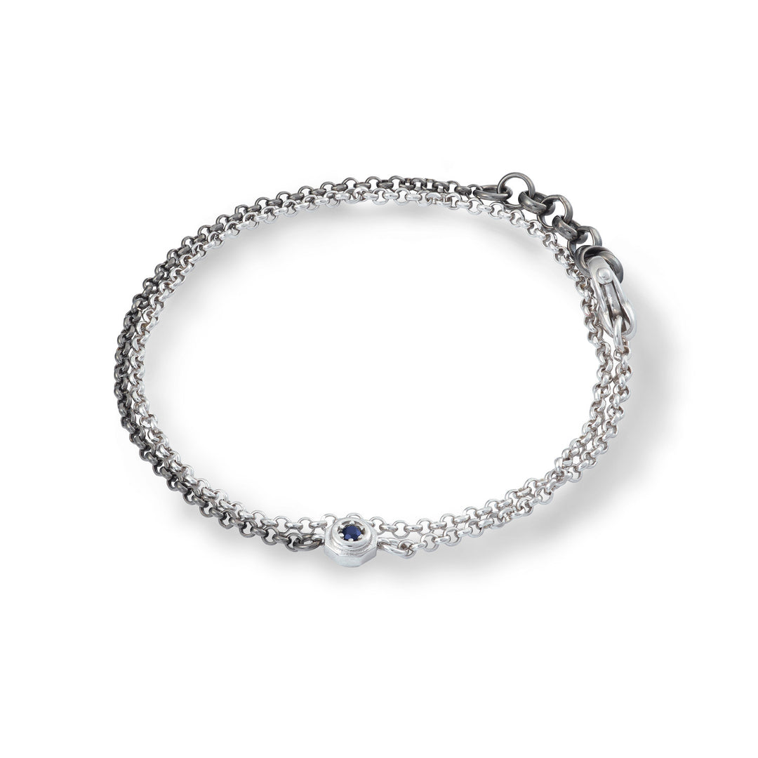 Comete-Armband aus doppeltem, poliertem und brüniertem Silber UBR1043