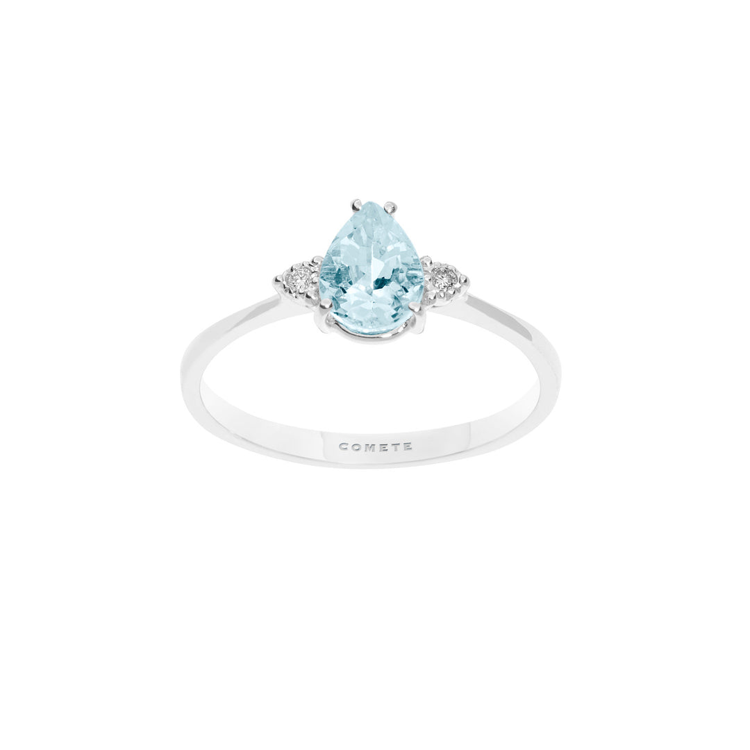 Comete Gouden Ring met Diamanten en Aquamarijn Druppel ANQ307
