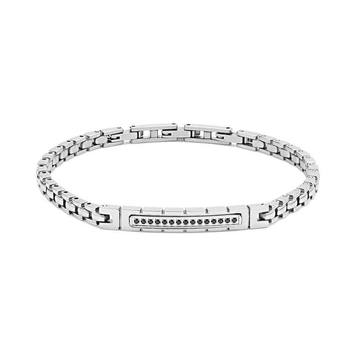 Comete-armband van gepolijst staal en zwarte zirkonen UBR974