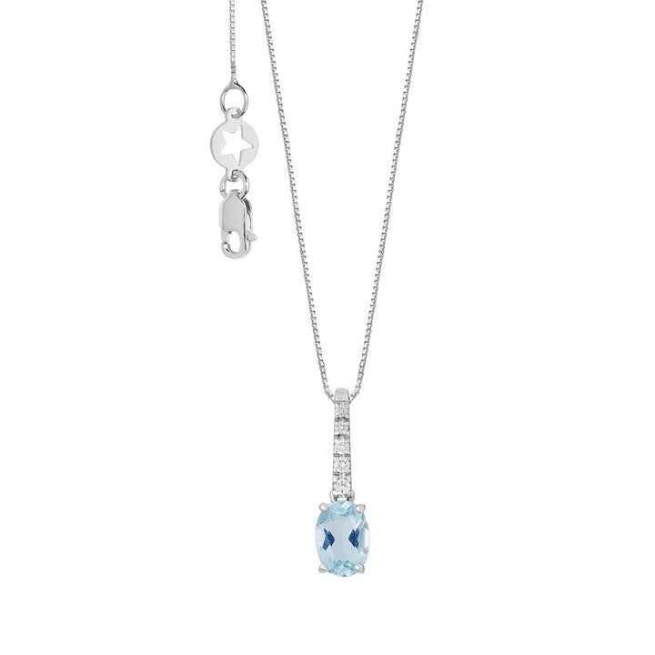 Ovale Aquamarin-Halskette von Comete aus Gold und Diamanten GLQ317