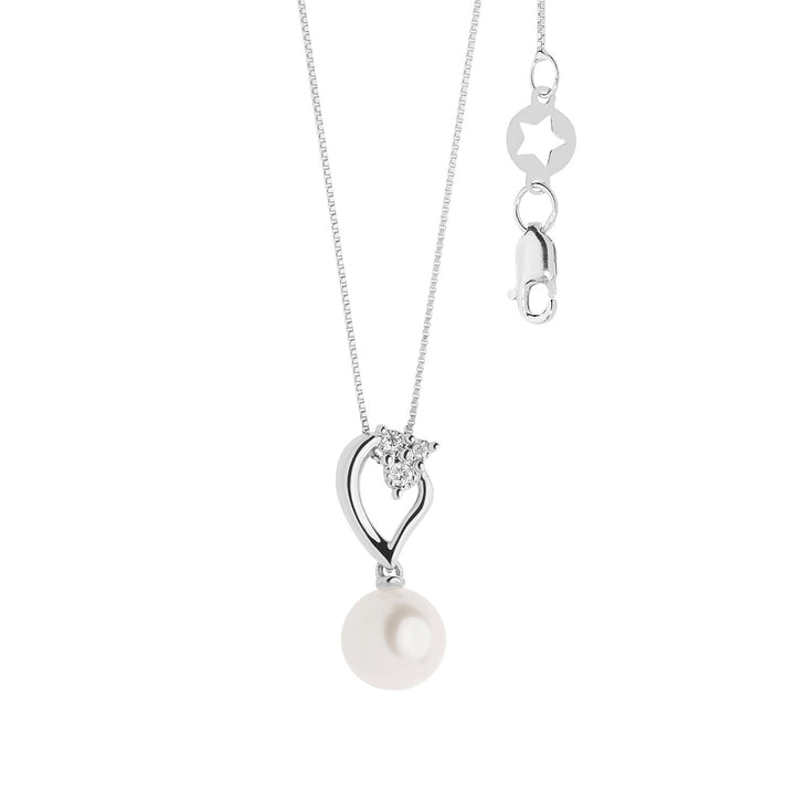 Comete choker ketting parels in goud en diamanten drop GLP611