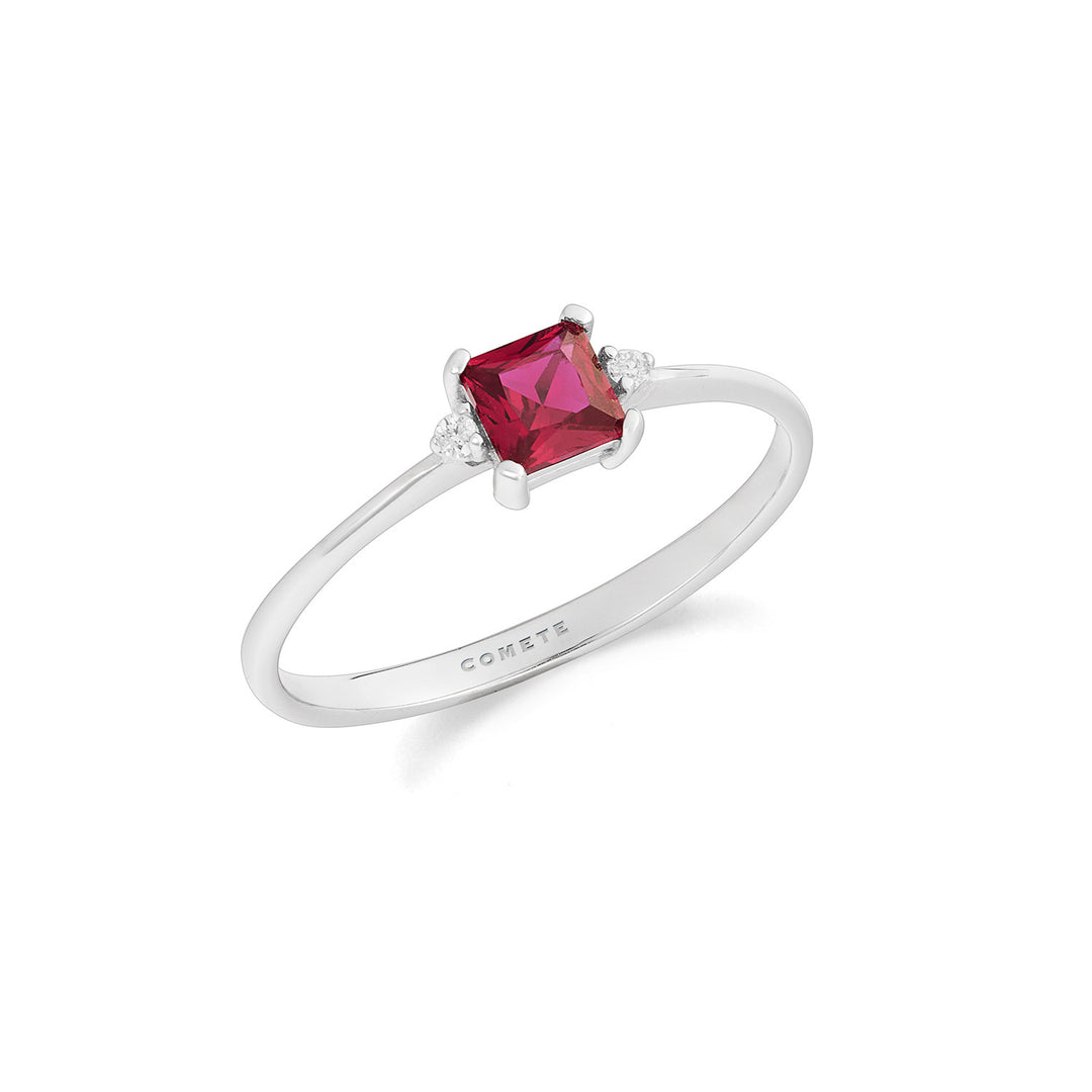 Comete-ring in witgoud met diamanten en robijnen ANB2707