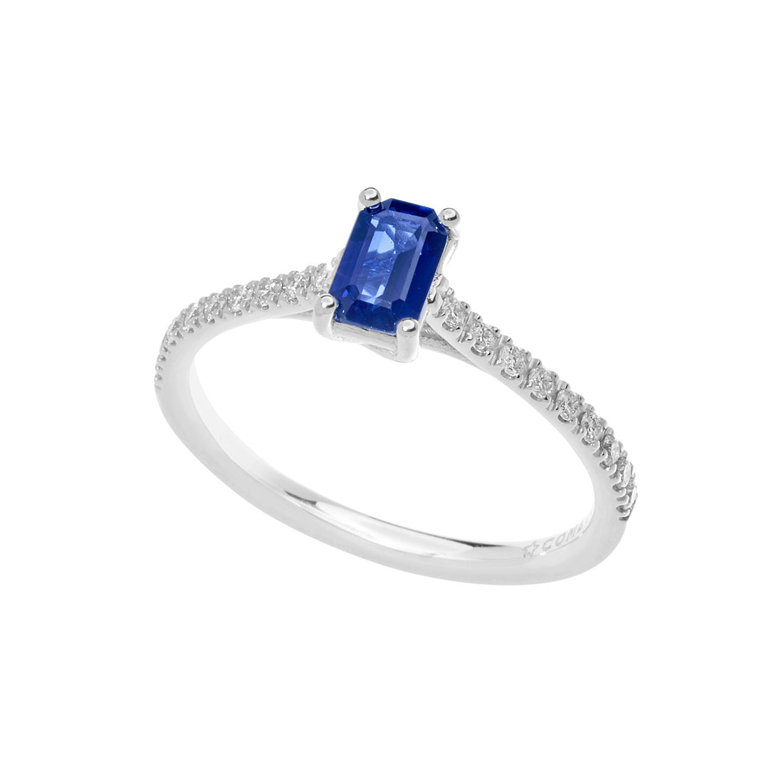 Comete gouden ring met diamanten en blauwe saffier ANB2565