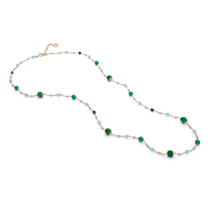 Comete 925‰ Silberhalskette mit farbigem Achat, Jade und Quarz GLA270
