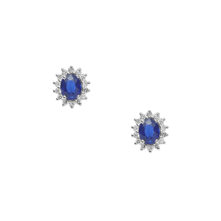 Comete gouden oorbellen met diamanten en ovale blauwe saffieren ORB1025
