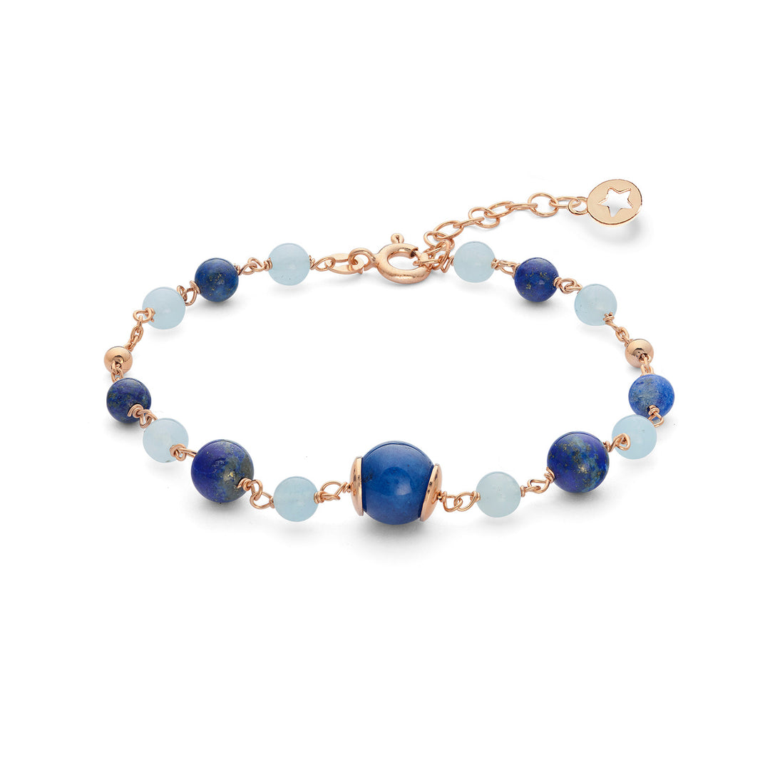 Comete-Armband 925‰ Silber mit Aquamarin, Lapis, farbigem Quarz BRA269