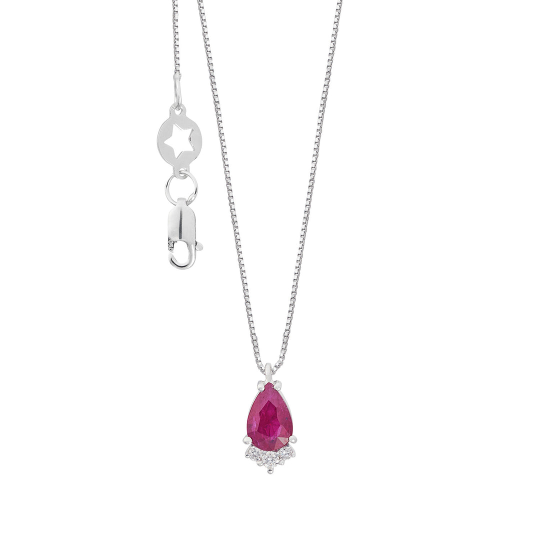 Comete-Halskette 750‰ Gold, Diamanten und Rubintropfen GLB1698