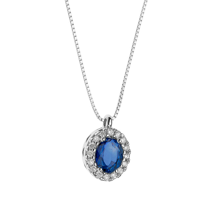 Comete-Halskette aus Gold, Diamanten und ovalem blauem Saphir GLB1671