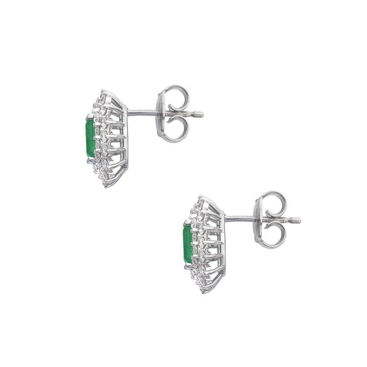 Comete Oorbellen Witgoud, diamanten en achthoekige smaragd ORB1108