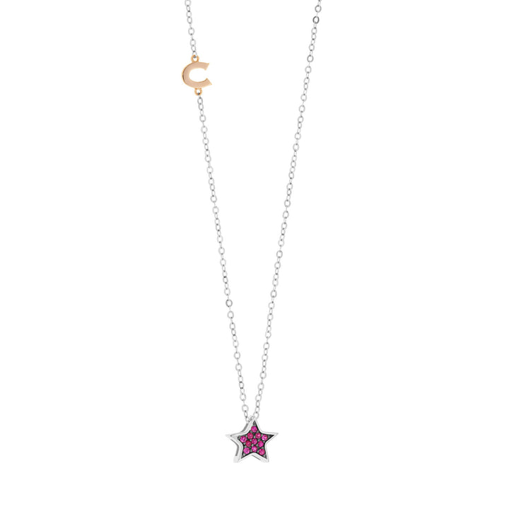 Comete ketting in wit goud en robijnen GLB1505