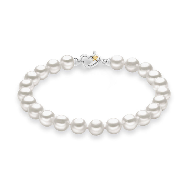 Comete Acquadolce Pearl Strand Bracelet in Silver and Yellow Gold Star BRQ310
