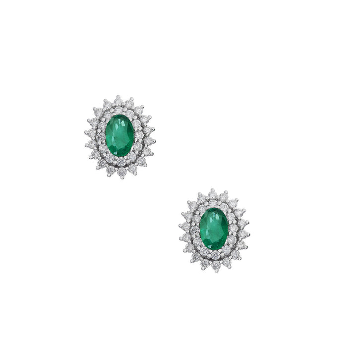 Comete-oorbellen in goud en witte diamanten, ovale smaragd ORB1107