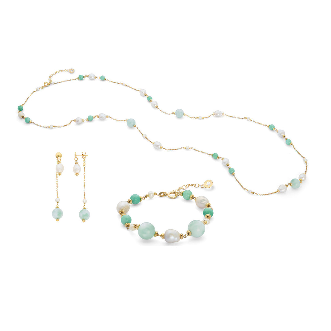 Comete Armband, ketting en oorbellen 925‰ Zilver Acquadolce Parels, Jade, Angeliet KIT281228279