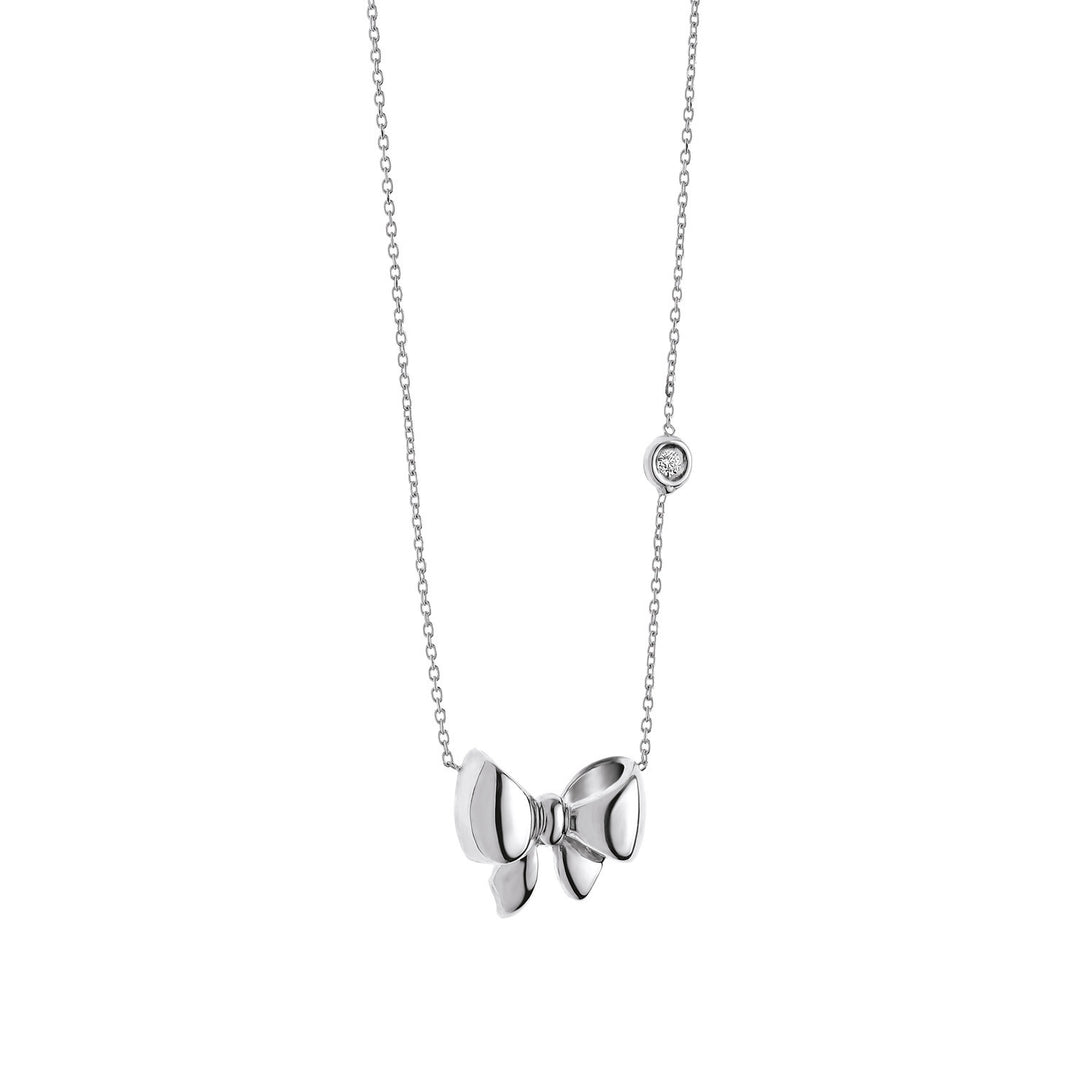 Comete Witgouden collier met strik GLB792