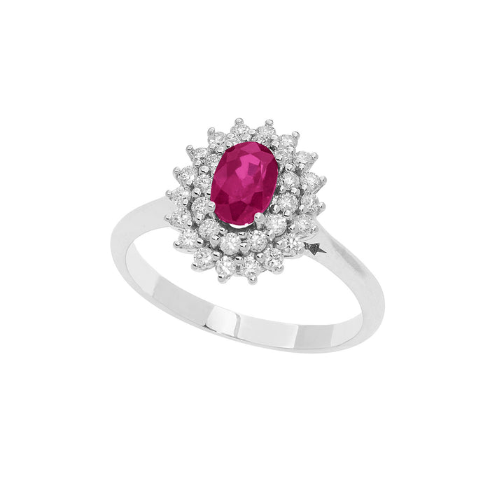Comete-ring in goud, diamanten en ovale robijn ANB2622