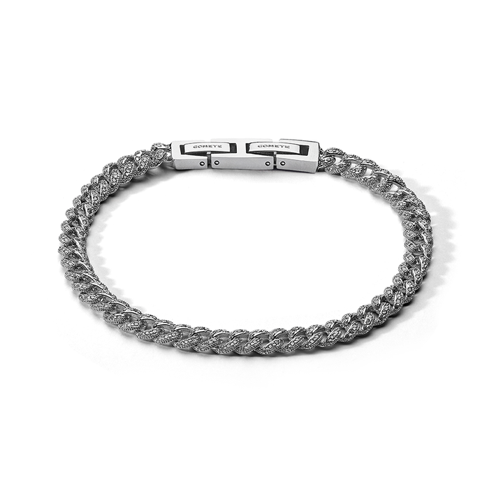Comete Bracelet in rhodium-plated 925‰ silver, steel, white zircons UBR1292M17