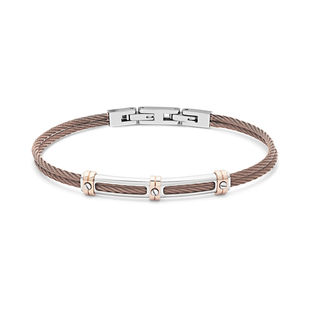Comete-Kabelarmband aus Stahl und braunem PVD UBR959